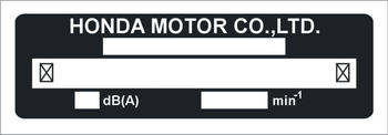 Tabliczka znamionowa do pojazdów i quadów Honda Motor Co. Ltd. czysta
